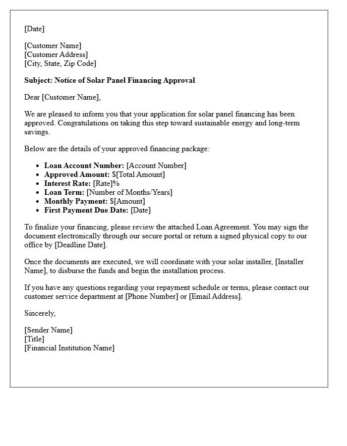 Solar Panel Financing Approval Letter