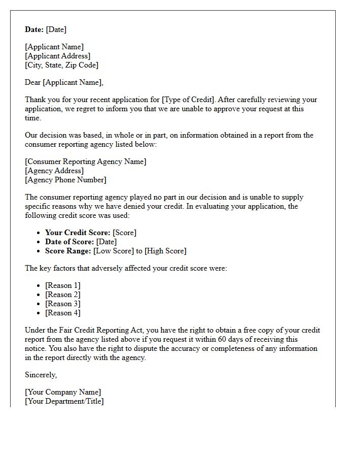 Adverse Action Credit Score Rejection Letter