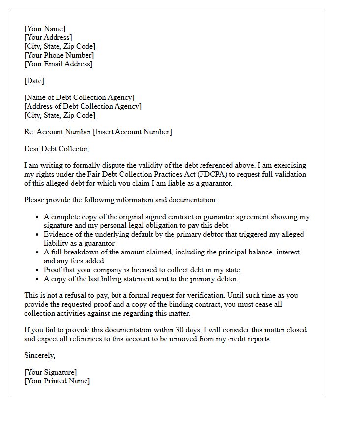 Guarantor Debt Validation Notice Letter With Contract Proof