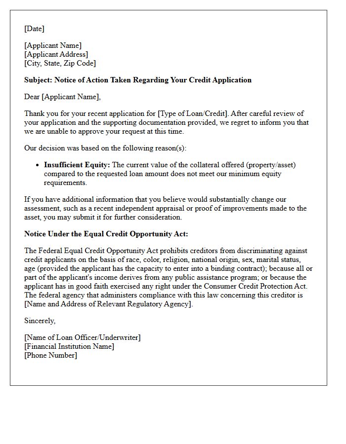 Notice of Credit Denial Due to Insufficient Equity Letter