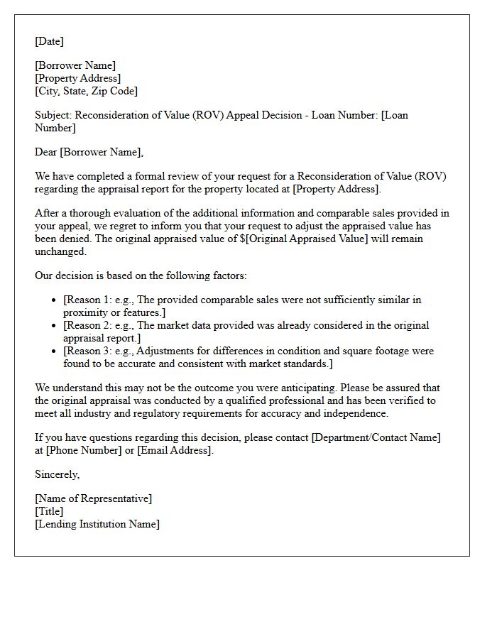 Reconsideration of Value Appeal Rejection Letter