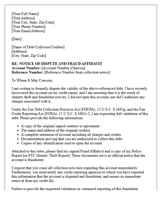 Fraud Affidavit and Debt Validation Letter