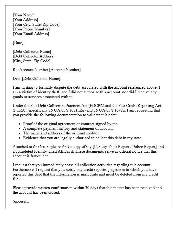 Identity Theft Debt Validation Notice Letter