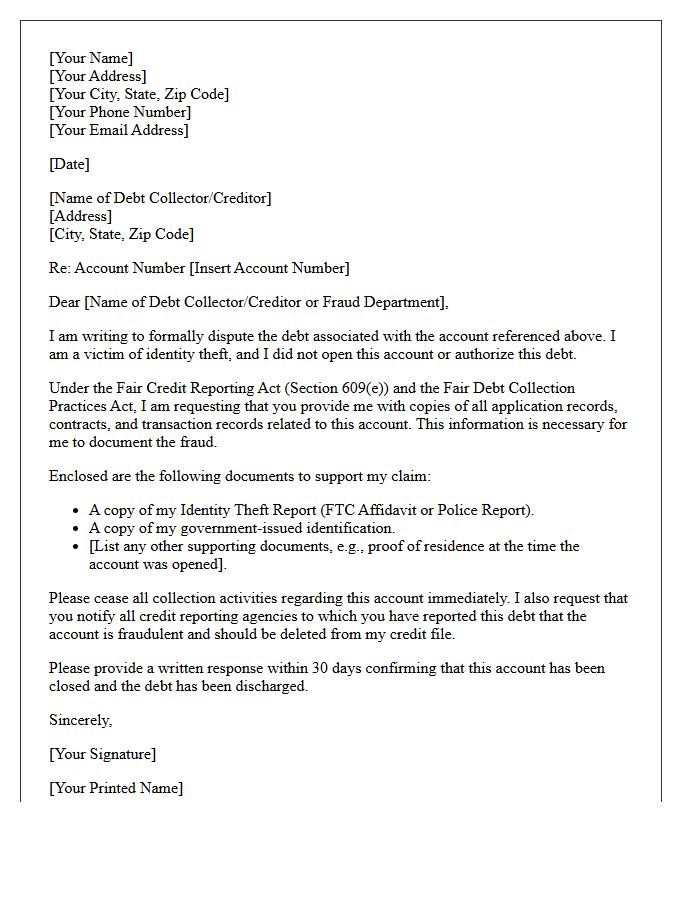 Identity Theft Victim Debt Verification Letter