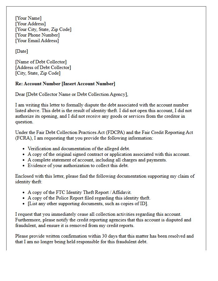 Notice of Identity Theft Debt Validation Letter