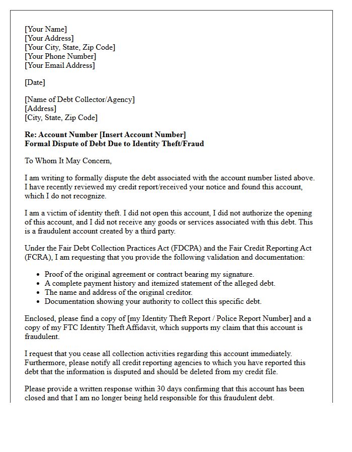 Third-Party Fraud Debt Validation Notice Letter