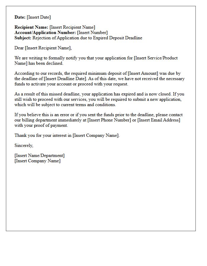 Required Minimum Deposit Deadline Expiration Rejection Letter