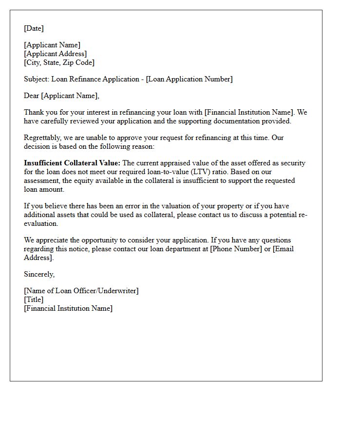 Insufficient Collateral Refinance Rejection Letter