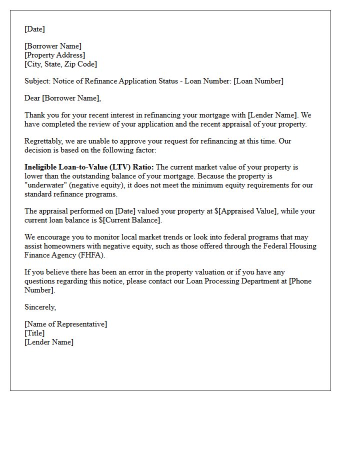 Underwater Property Refinance Ineligibility Letter