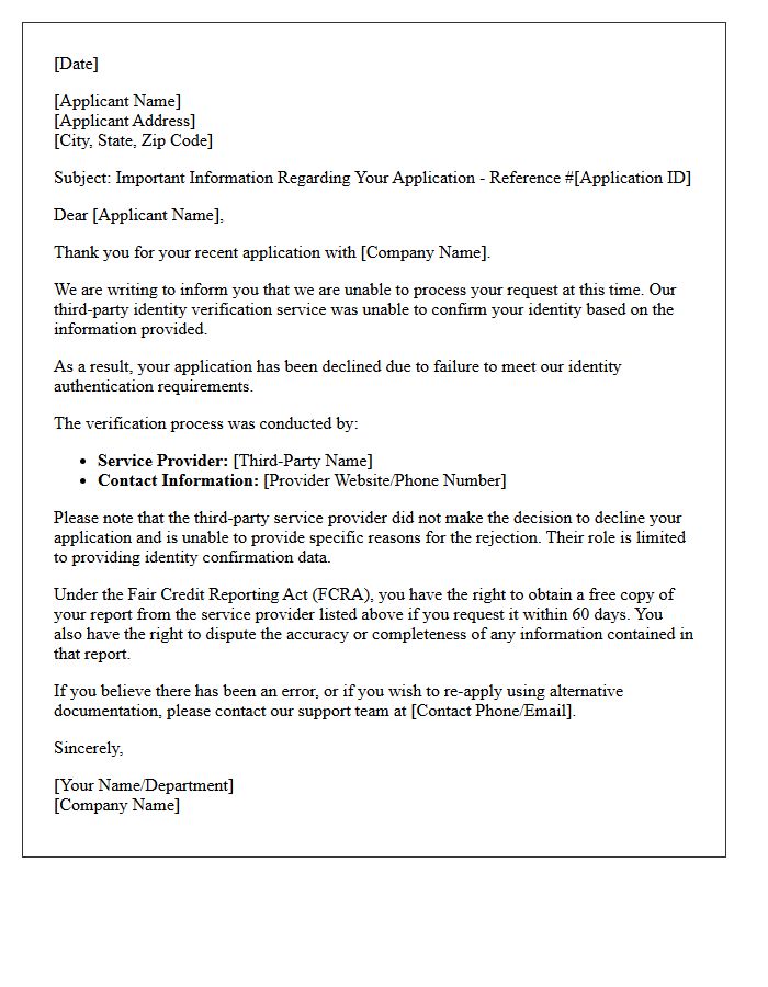 Third-Party Identity Verification Failure Rejection Letter