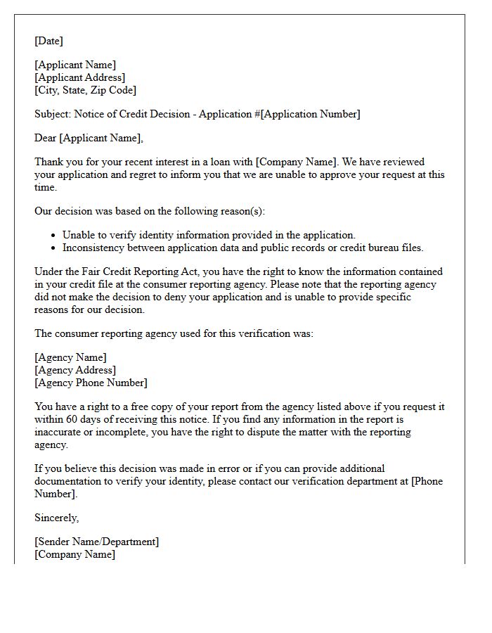 Unable To Verify Identity Loan Rejection Letter