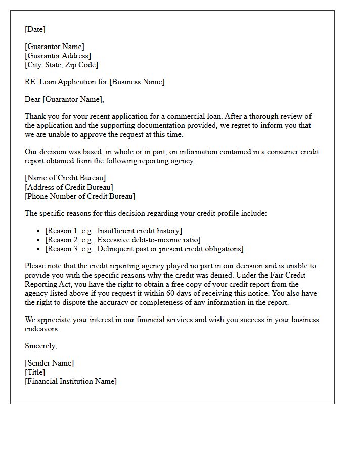 Commercial Loan Declination Based on Guarantor Credit Letter