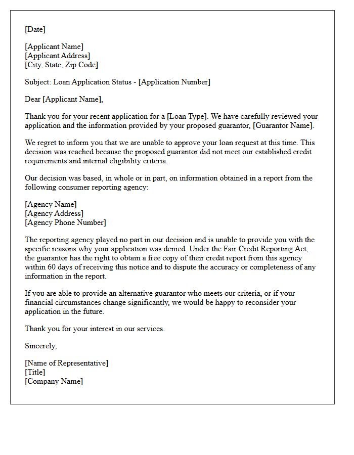 Guarantor Credit Check Failure Loan Denial Letter