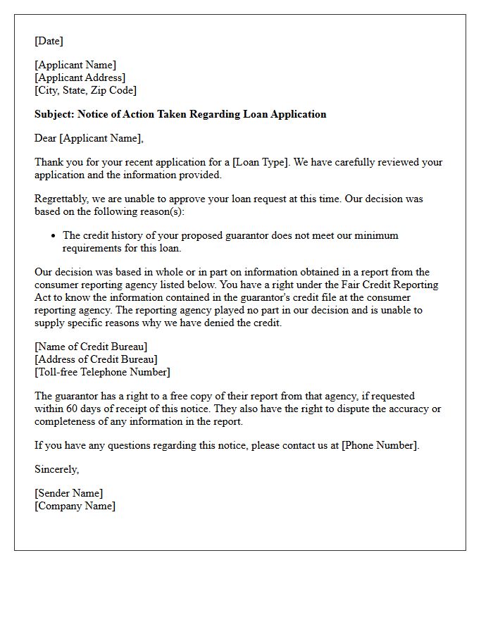 Notice of Loan Denial Due to Guarantor Credit Letter