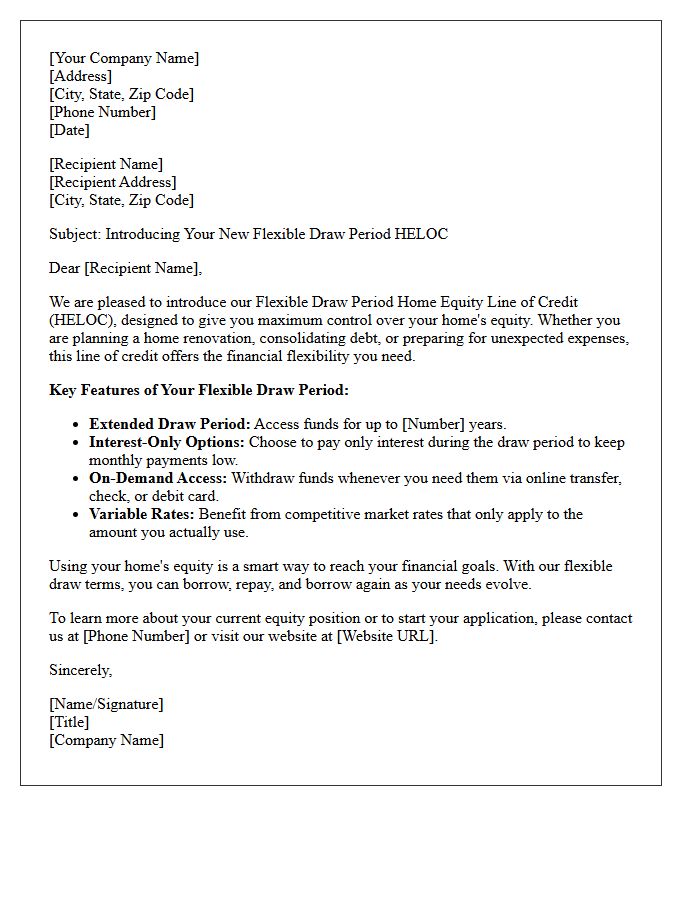 Flexible Draw Period Home Equity Line of Credit Introduction Letter