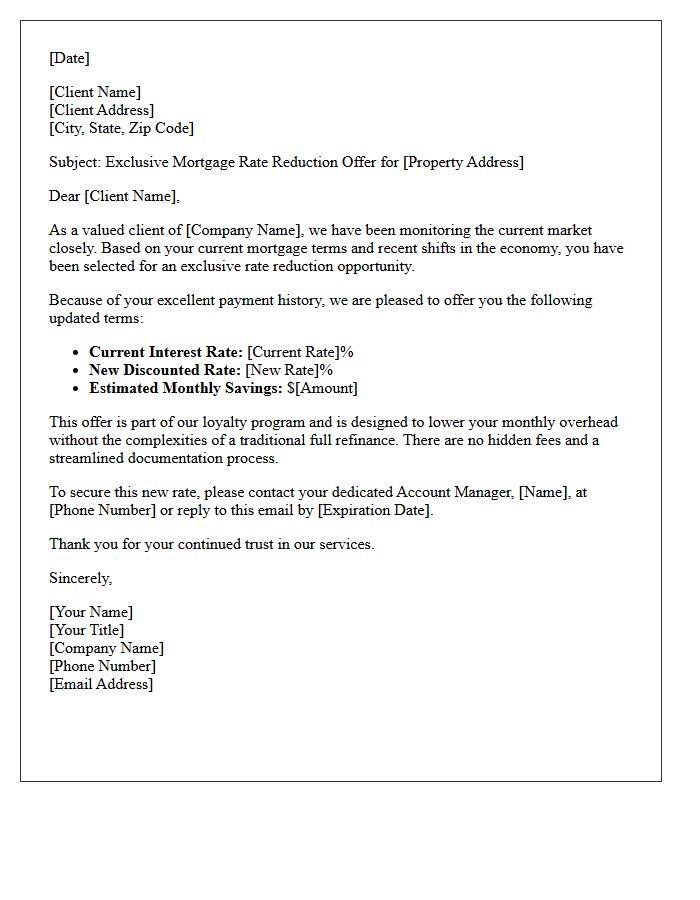 Exclusive Client Mortgage Rate Reduction Letter