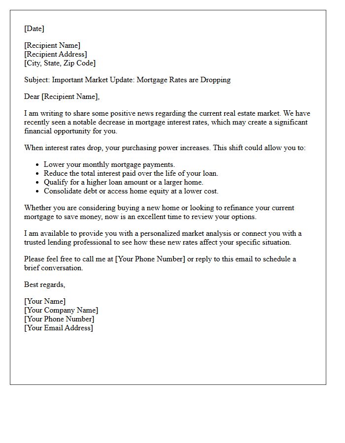 Market Update Mortgage Rate Decrease Letter