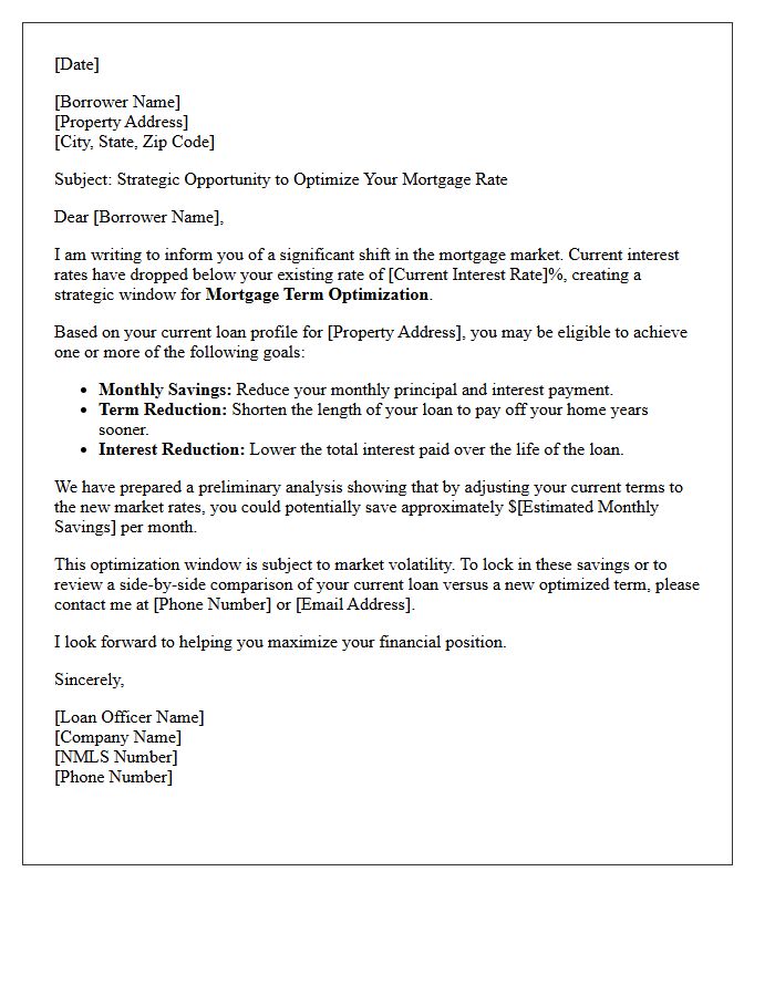 Mortgage Term Optimization Rate Drop Letter