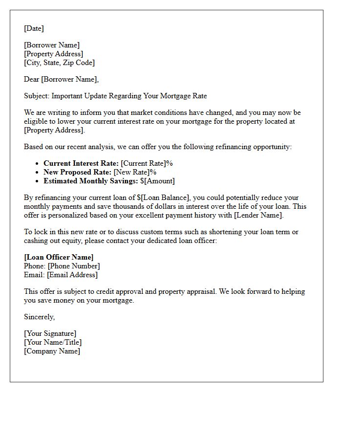 Personalized Mortgage Refinancing Rate Decrease Letter