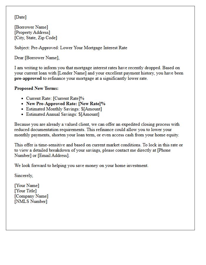 Pre-Approved Mortgage Refinance Rate Drop Letter