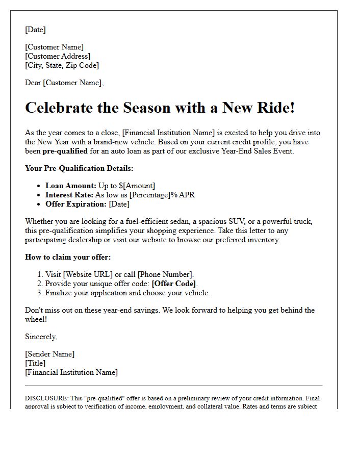 Year-End Event Auto Loan Pre-Qualification Letter