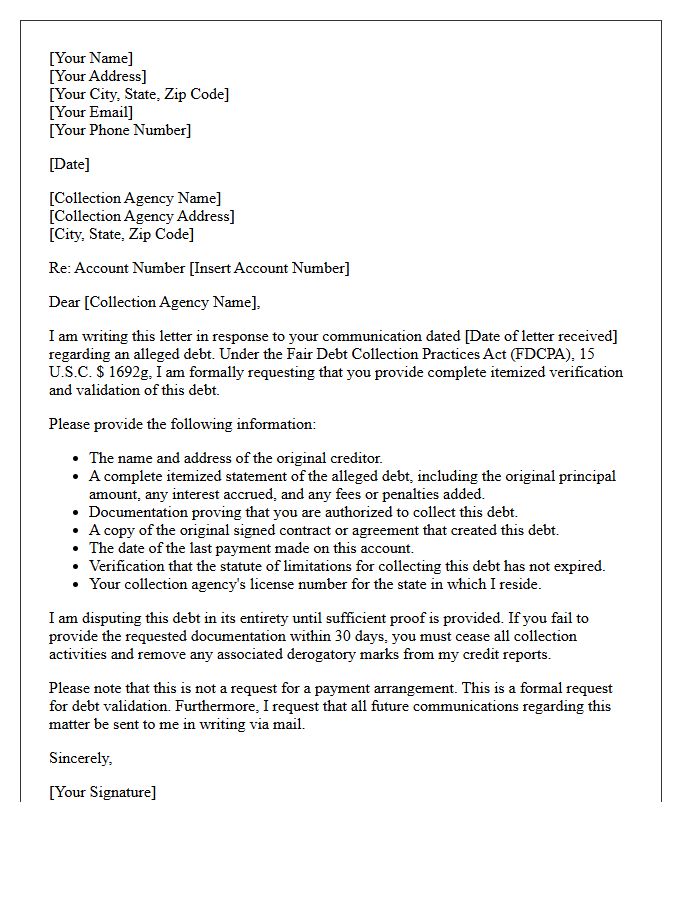 Complete Itemized Debt Verification Letter