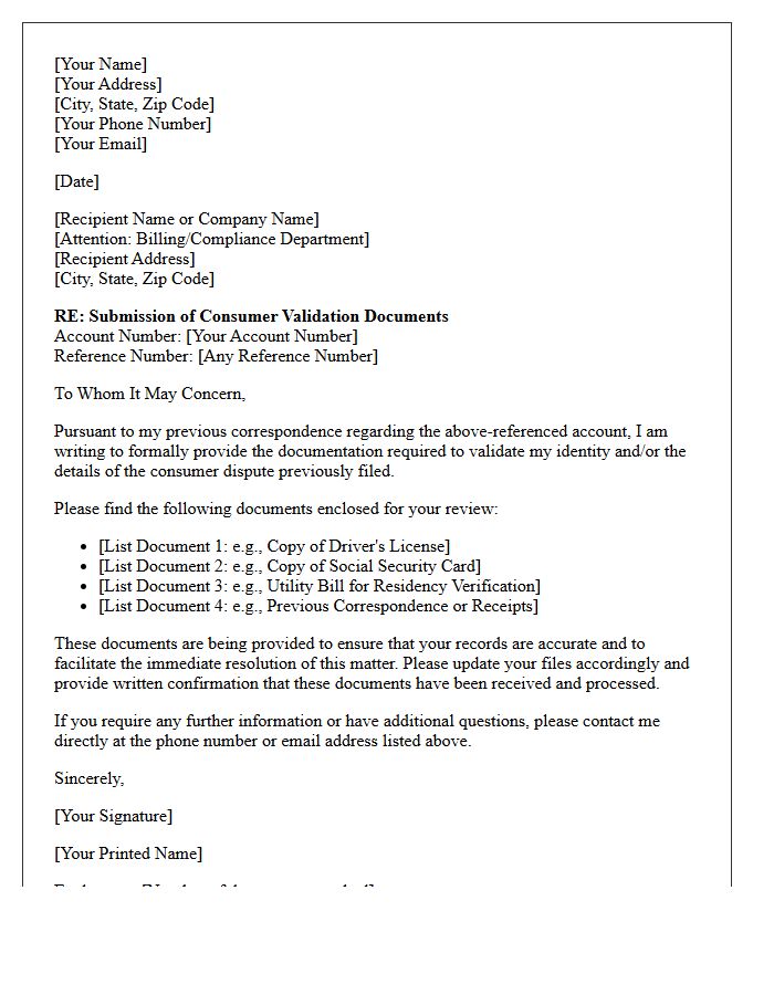 Enclosed Consumer Validation Documents Letter