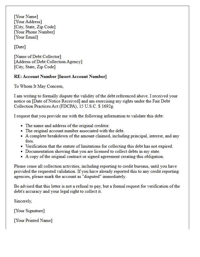 Initial Disputed Debt Validation Response Letter
