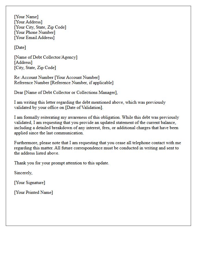Previously Validated Debt Reiteration Letter