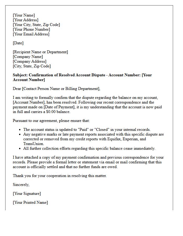 Resolved Paid Account Dispute Letter