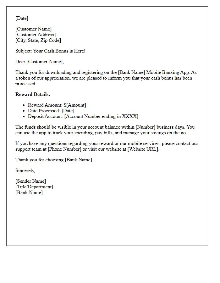 Cash Bonus Mobile Banking App Download Reward Letter