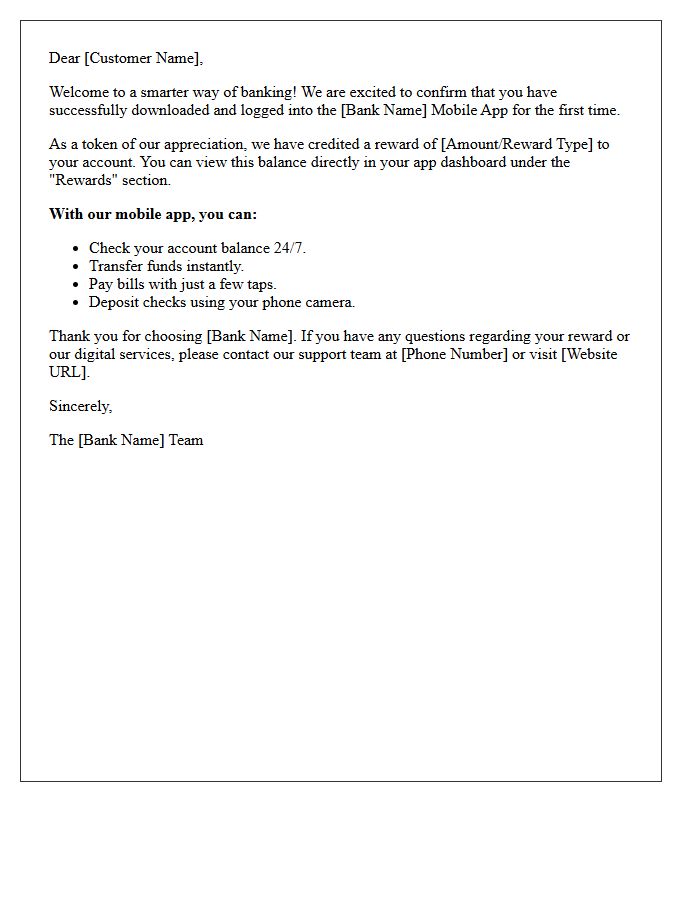 First Login Mobile Banking App Download Reward Letter
