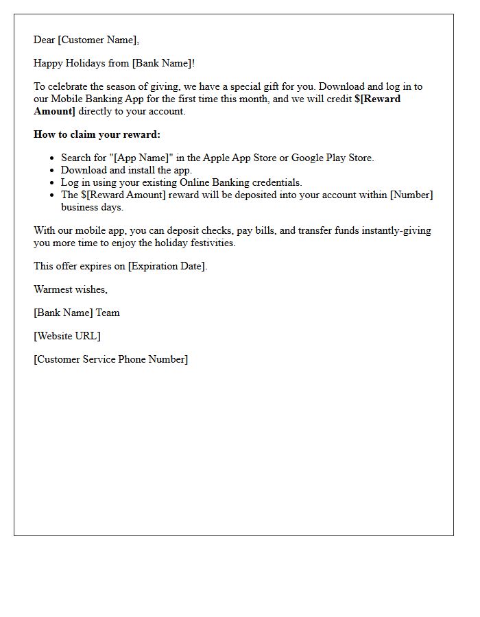 Holiday Promotion Mobile Banking App Download Reward Letter