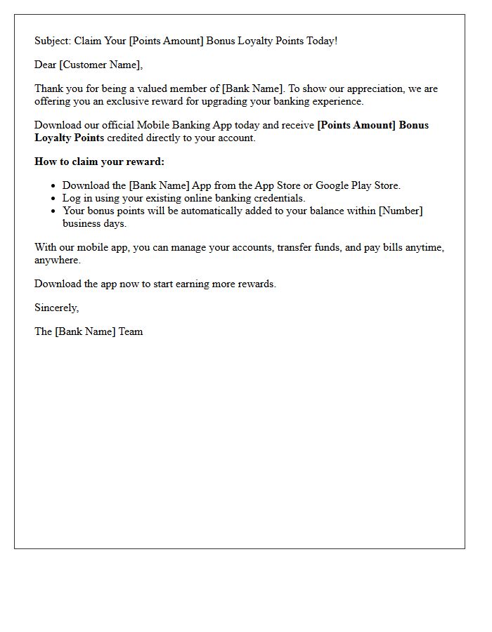Loyalty Points Mobile Banking App Download Reward Letter