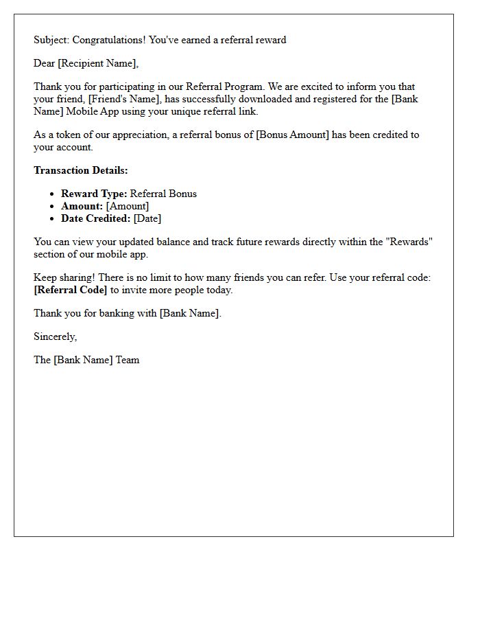 Referral Bonus Mobile Banking App Download Reward Letter