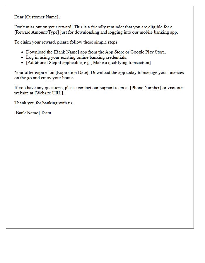 Reminder Mobile Banking App Download Reward Letter