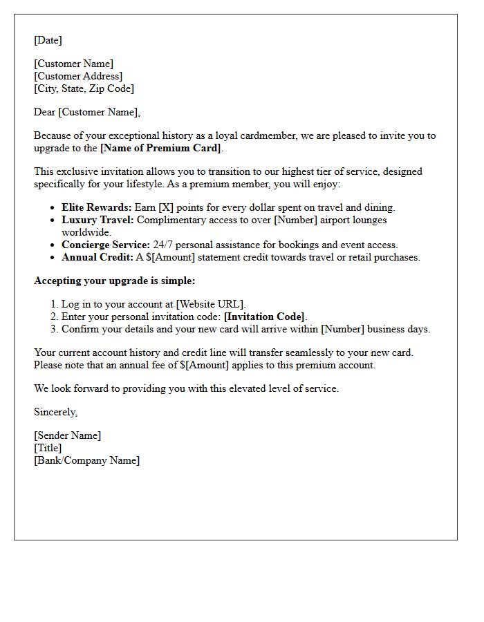 Exclusive Premium Rewards Credit Card Upgrade Invitation Letter