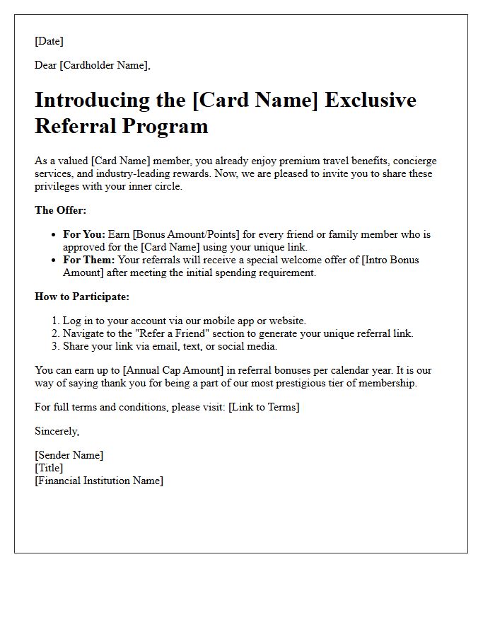 Premium Credit Card Referral Bonus Program Announcement Letter