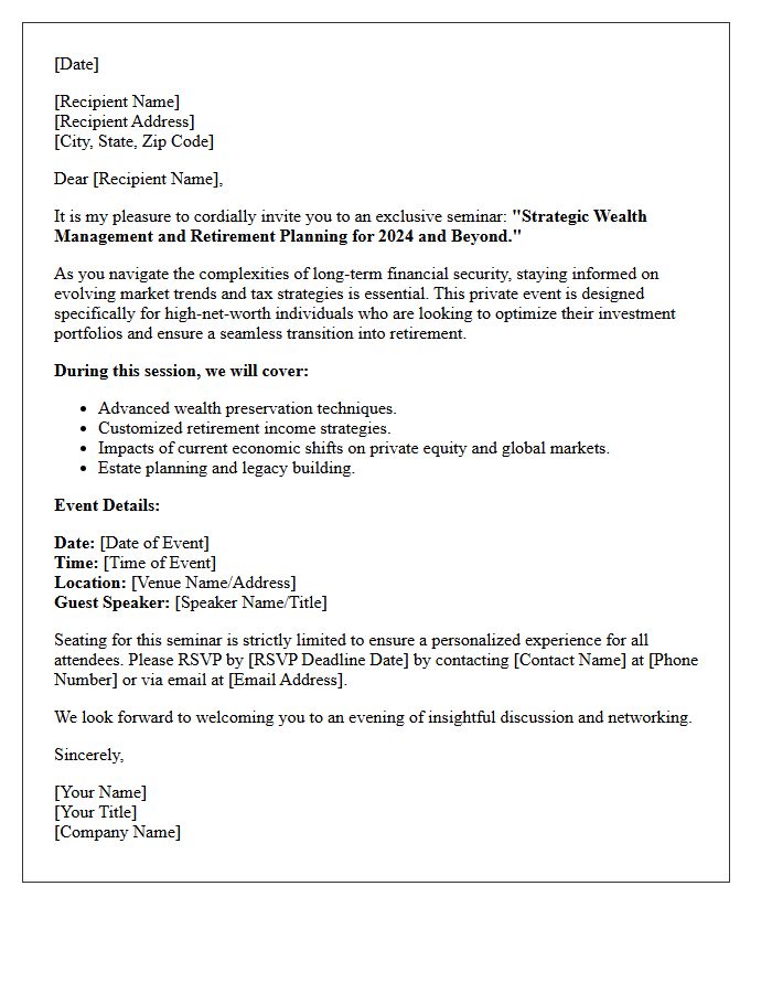 Exclusive Wealth Management and Retirement Planning Seminar Invitation Letter