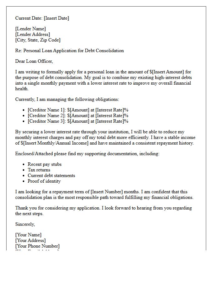 Low Interest Rate Personal Loan Debt Consolidation Letter