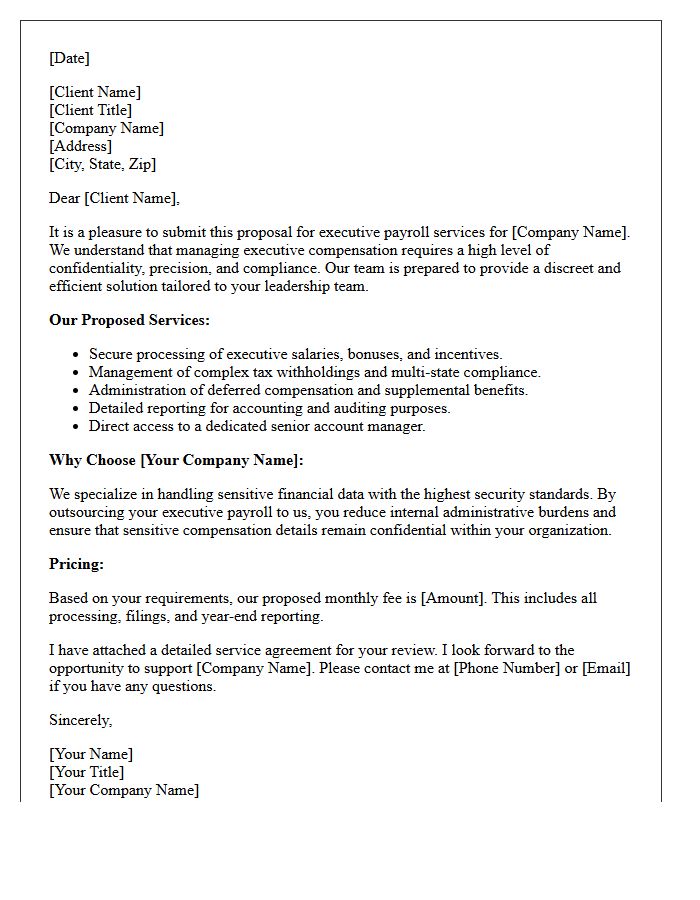 Executive Payroll Services Proposal Letter