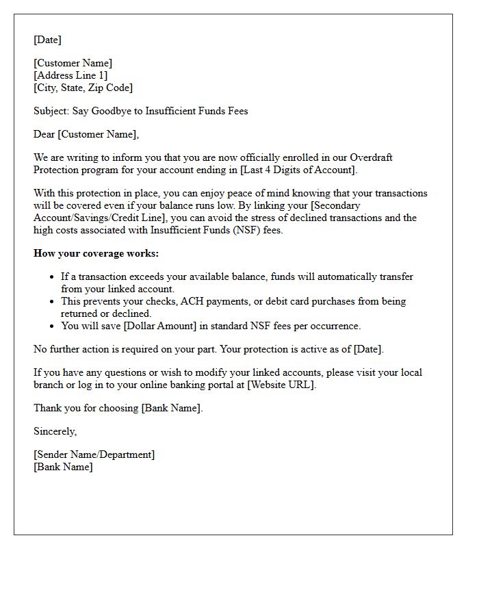 Say Goodbye To Insufficient Funds Overdraft Protection Enrollment Letter