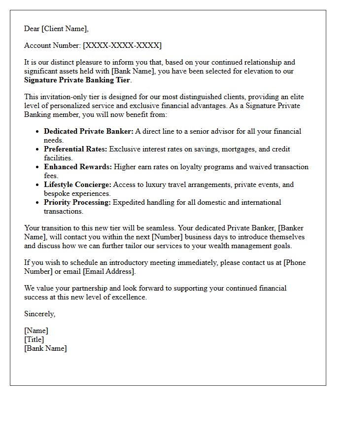 Signature Private Banking Tier Elevation Invitation Letter