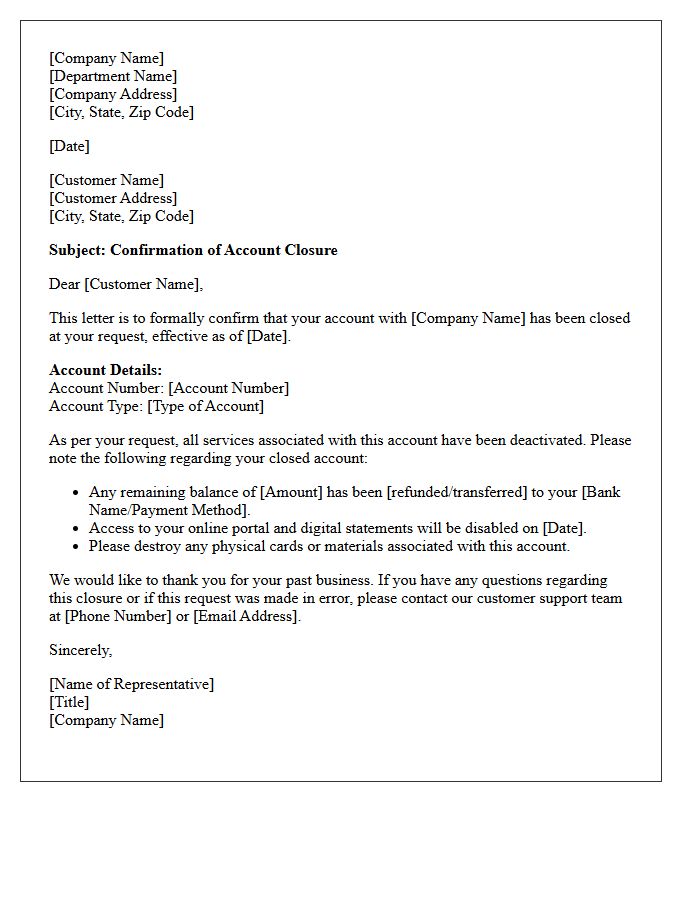 Voluntary Account Closure Confirmation Letter