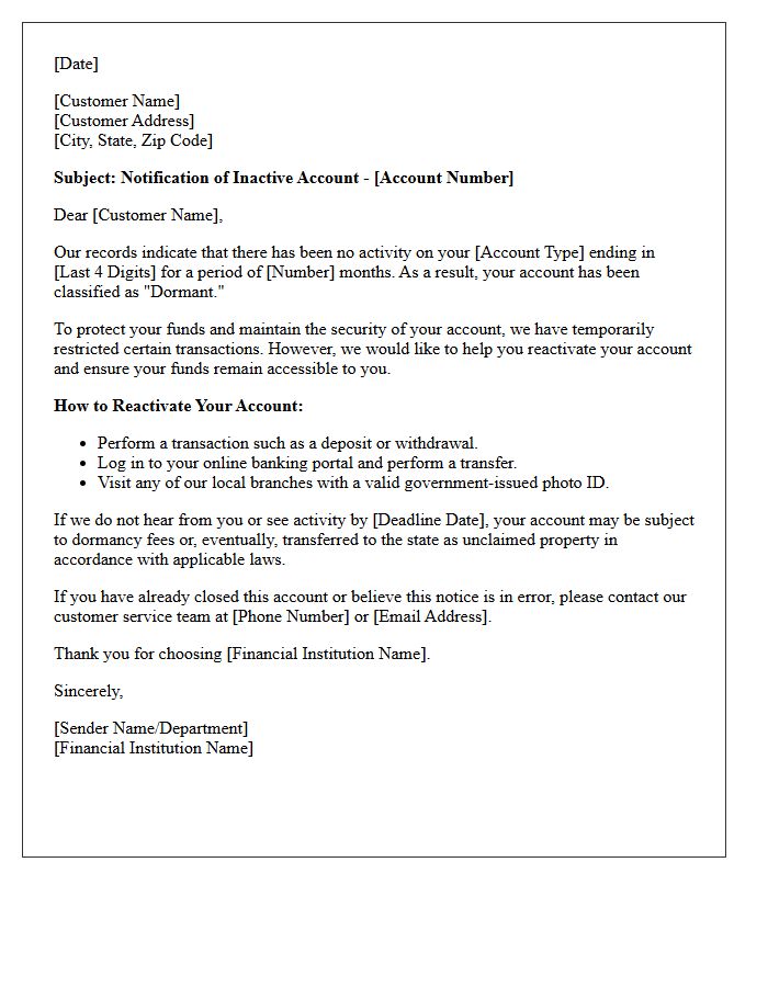 Initial Dormant Account Notification Letter