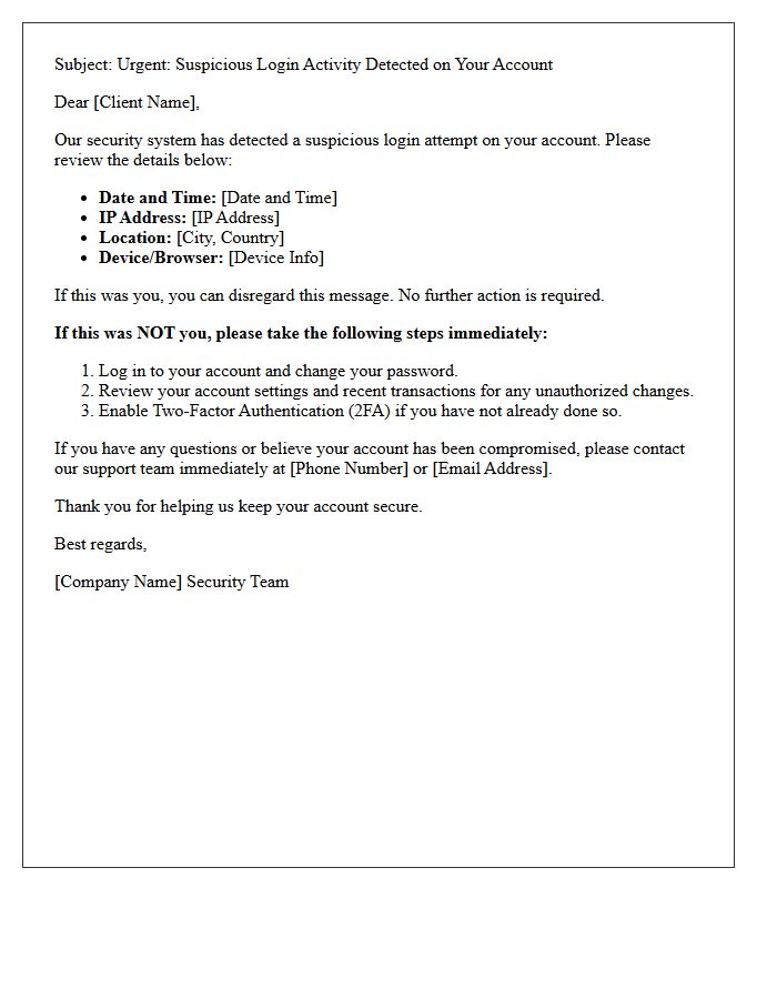 Client Advisory Letter on Suspicious Web Login Activity