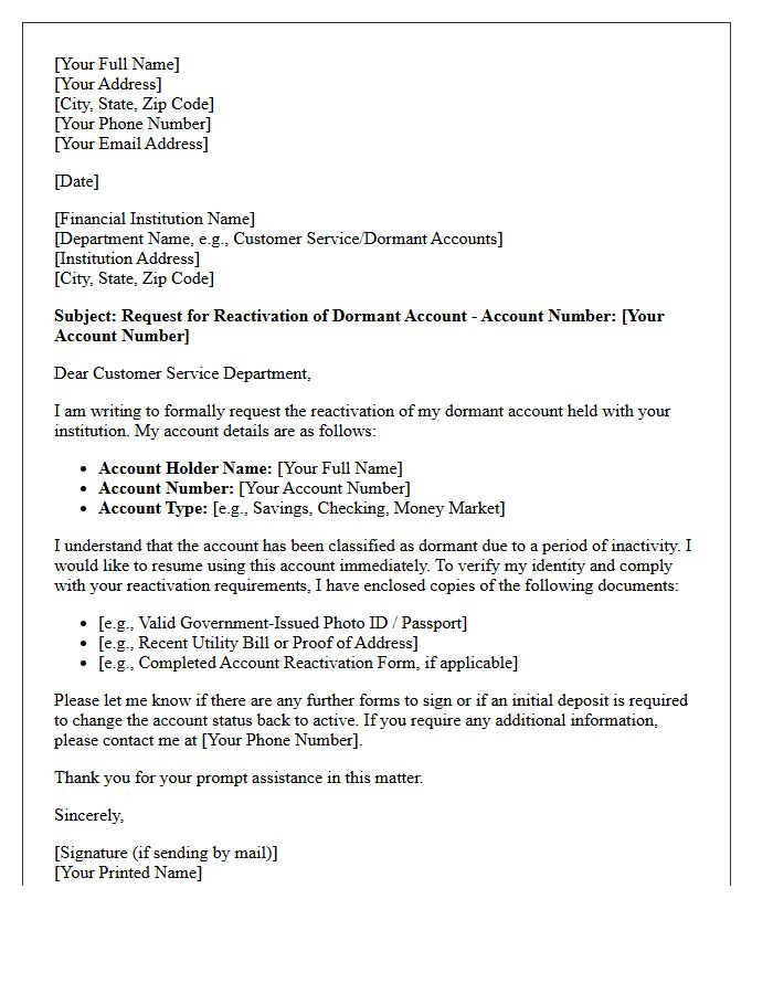 Dormant Account Identity Reactivation Letter