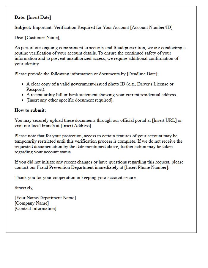 Fraud Prevention and Identity Verification Letter