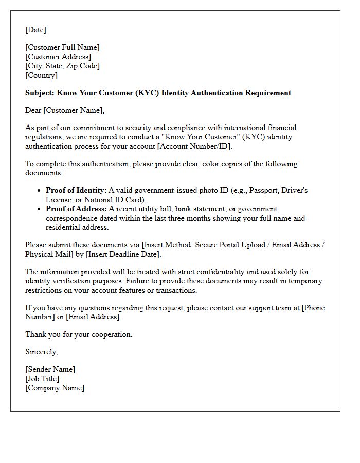 Know Your Customer Identity Authentication Letter
