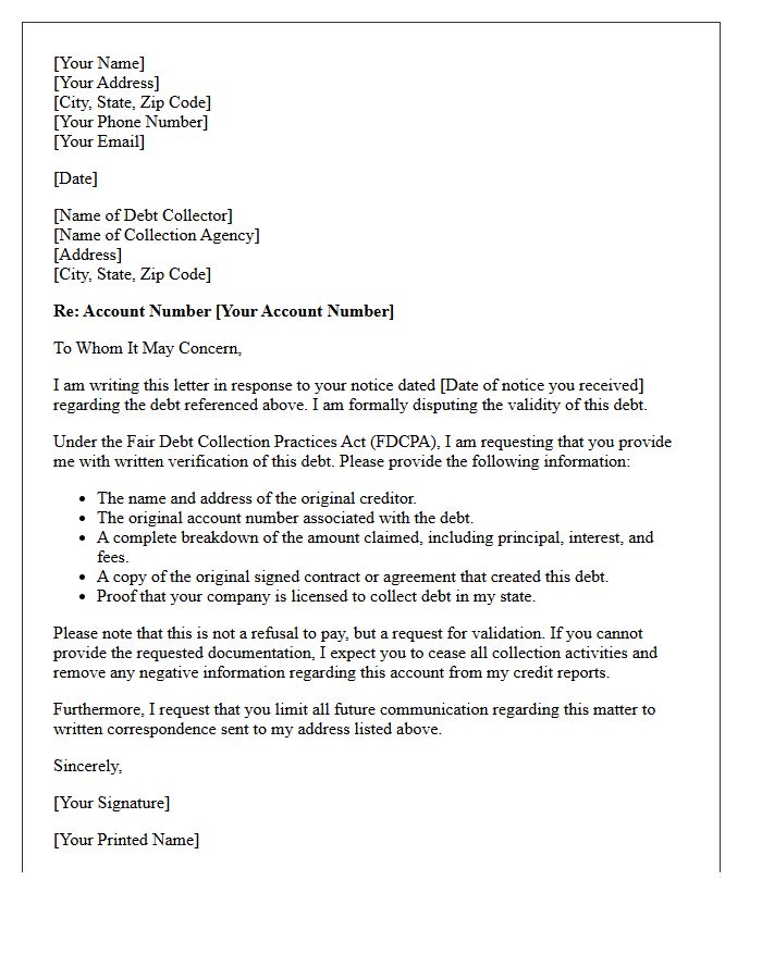 Disputed Debt Verification Response Letter